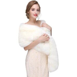 Elegant White Faux Fur Wrap